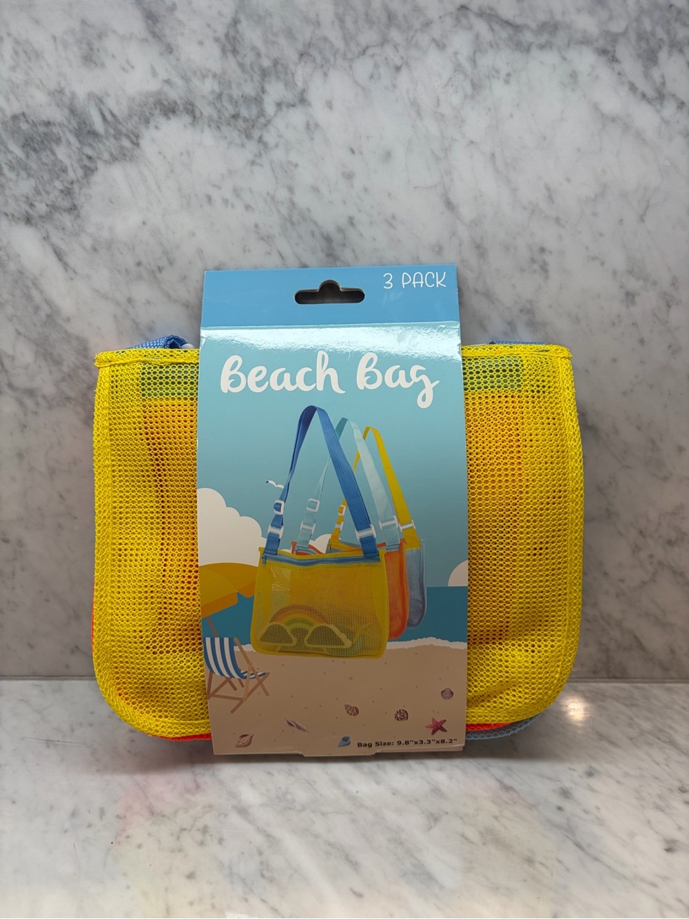3 Pack Kids Mesh Beach Bags Adjustable Shoulder Straps NWT